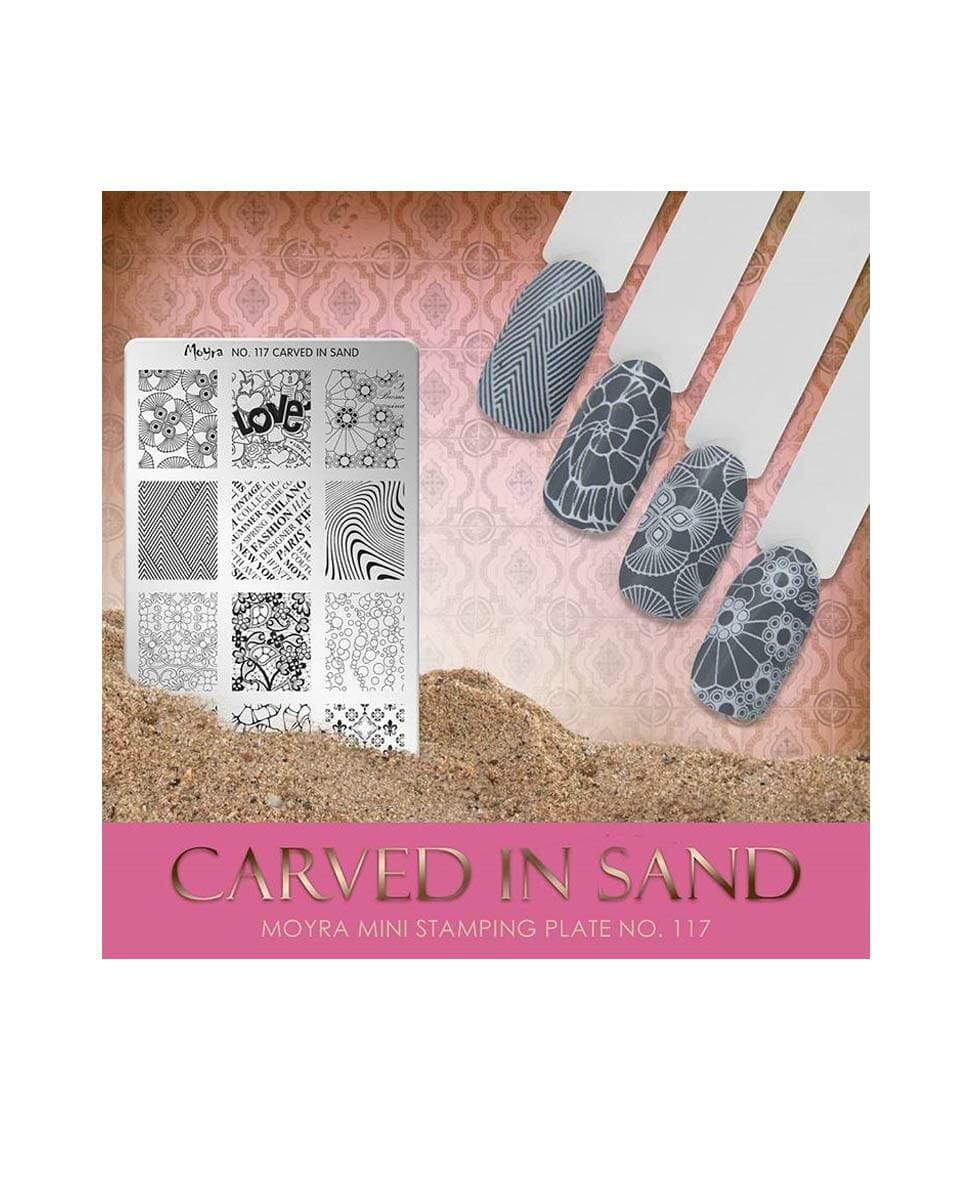 Mini Piastra Stamping Moyra® 117 – Carved In Sand – 6cm x 12cm - immagine 2