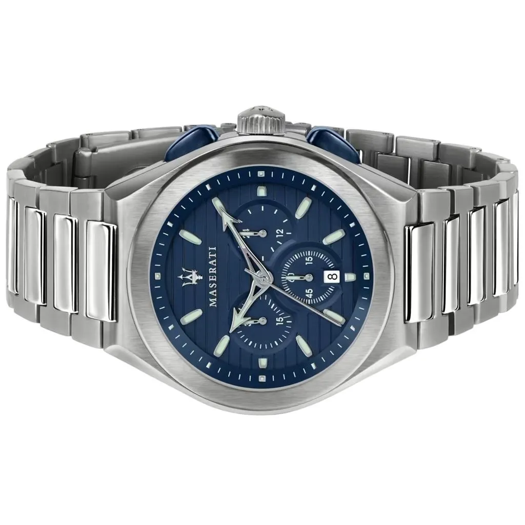 Orologio Uomo MASERATI Cronografo Cinturino Acciaio Quadrante Blu R8873639001 - immagine 2