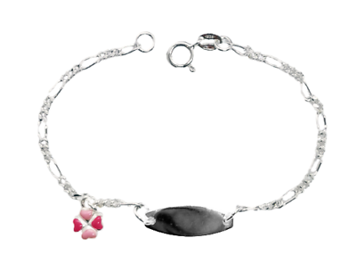 Bracciale Bimba Bambina Quadrifoglio Argento Regalo Nascita Compleanno Incisione