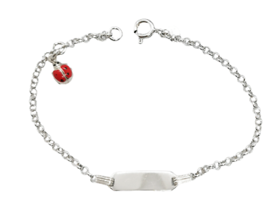 Bracciale Bimbo Bimba Coccinella Argento Regalo Nascita Battesimo Incisione Nome