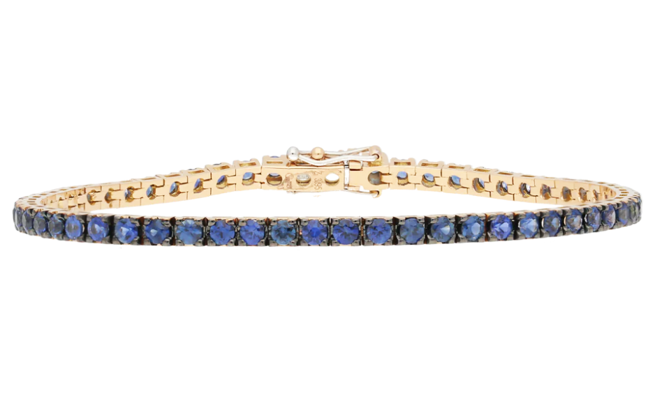 Bracciale Tennis Uomo Donna Argento 925 Placcato Oro Rosa Zirconi Pietre Blu 3mm