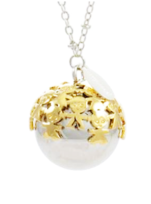 Collana Donna Campanellino Chiama Angeli Bola Messicana Acciaio Bimbi Oro Giallo