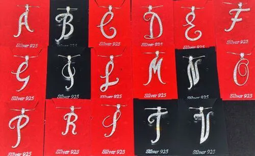Collana Donna in Argento 925° e Zirconi Bianchi con Lettera Iniziale Del Nome