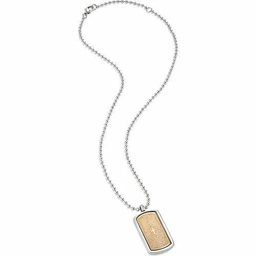 Collana Uomo SECTOR JEWELS Piastrina In Acciaio Rose Gold Preghiera Padre Nostro