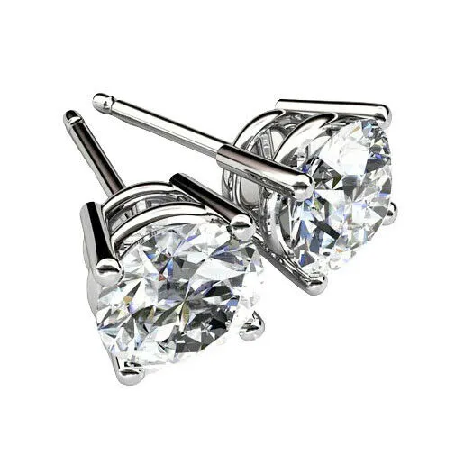 Coppia di Orecchini Argento 925 Punto Luce 6mm Con Zirconi Brillanti Uomo Donna