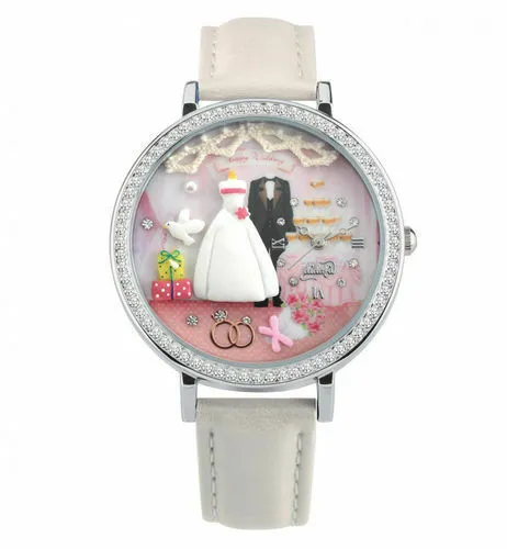 Didofa Orologio Donna Pelle Quadrante3D Perfect Day Matrimonio Nozze Abito Sposa