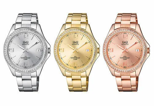 Orologio Donna In Acciaio Q&Q By Citizen Solo Tempo Lady Crystal Pvd Gold Rose