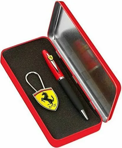 Penna Sfera + Portachiavi Set Regalo Ferrari Inchiostro Nero Prodotto Ufficiale