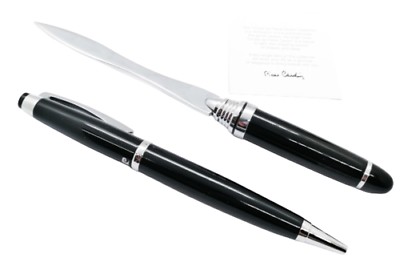 Penna a Sfera Pierre Cardin Set Regalo Acciaio Inchiostro Nero + Tagliacarte
