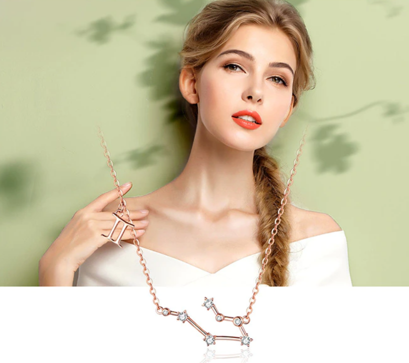 Collana Donna Segno Zodiacale Con Costellazione Oroscopo Argento 925 Rose Gold - immagine 2