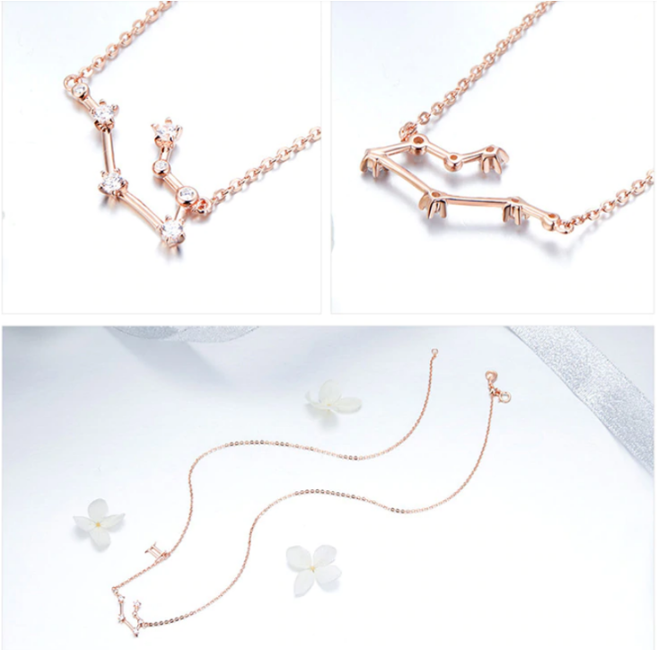 Collana Donna Segno Zodiacale Con Costellazione Oroscopo Argento 925 Rose Gold - immagine 7