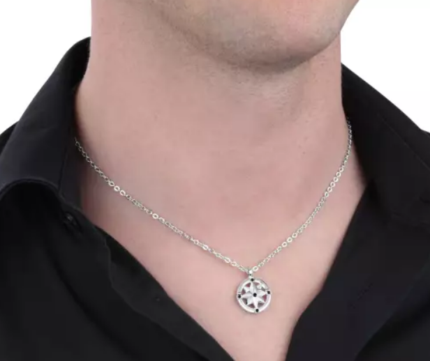 Collana Uomo Morellato Vela Rosa Dei Venti In Acciaio e Zirconi Neri SAHC12 - immagine 2