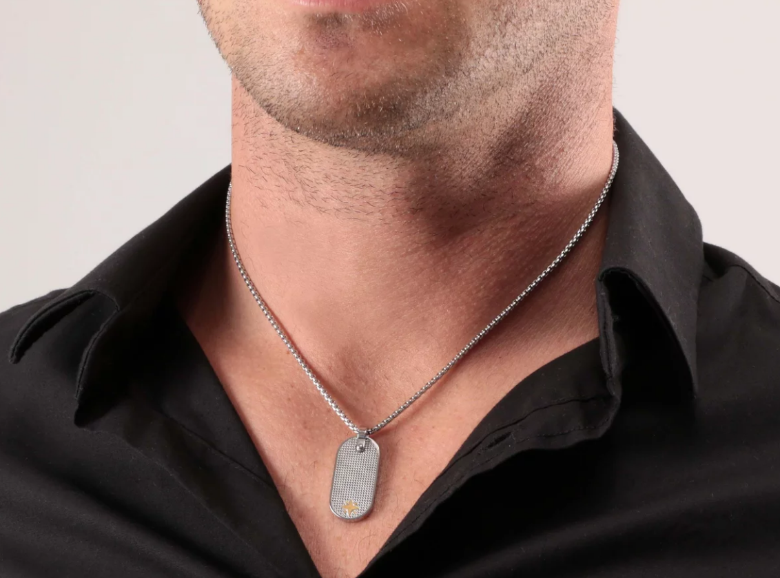 Collana Uomo Acciaio SECTOR Piastrina Rosa dei Venti SZS49 + Incisione Regalo - immagine 3