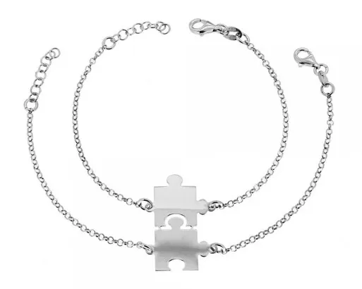 Bracciale Puzzle Spezzato Dolce Metà Argento 925 Regalo Coppia Amore + Incisione