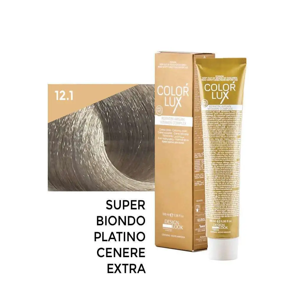 Color Lux Crema Colorante – 12.1 Super Biondo Platino Cenere Extra 100 ml – Design Look