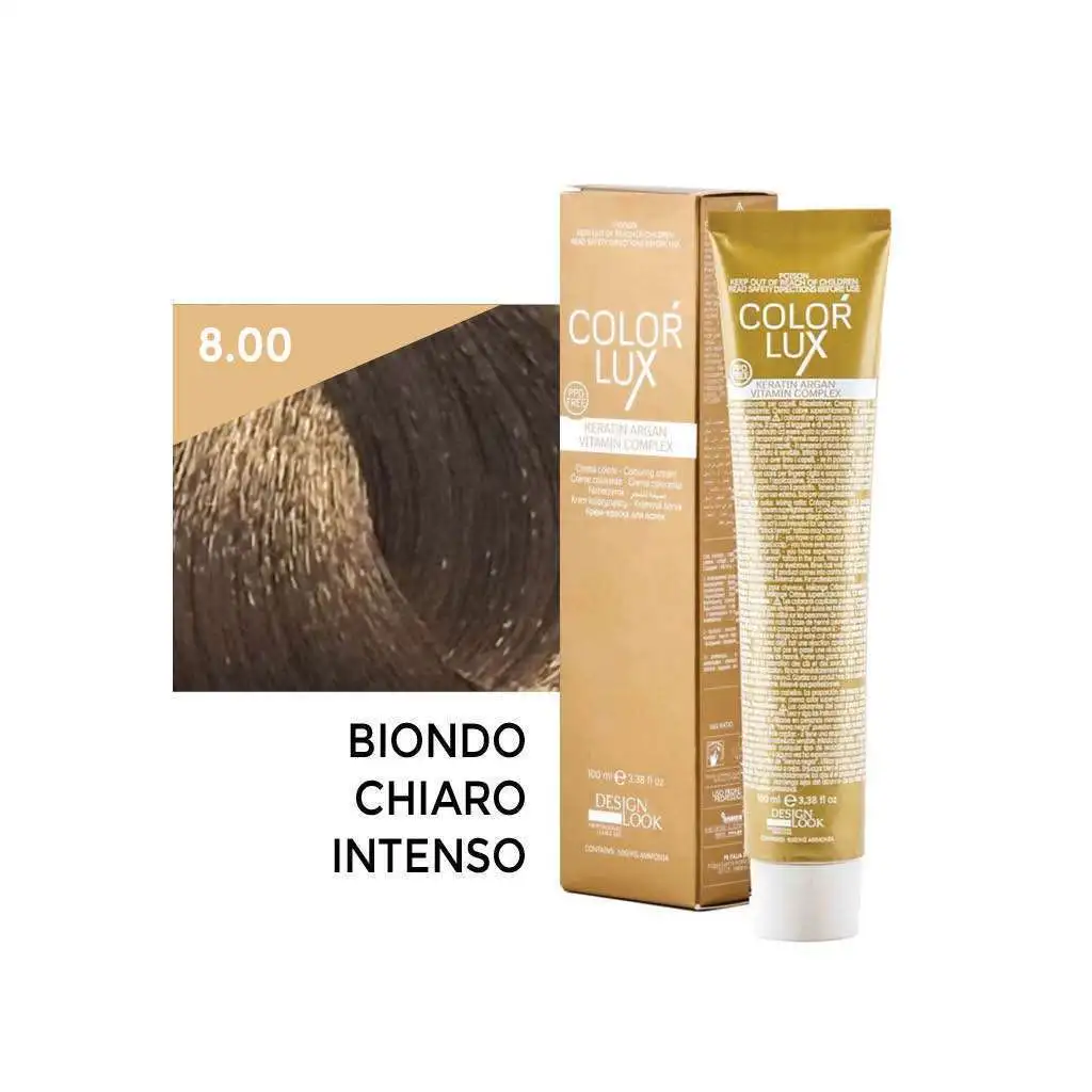 Color Lux Crema Colorante – 8.00 Biondo Chiaro Intenso 100 ml – Design Look