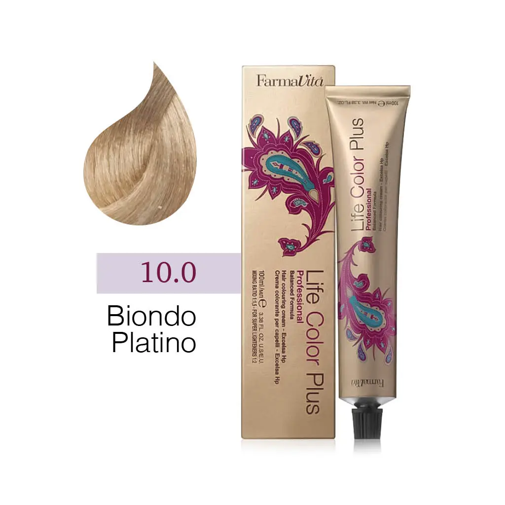 FarmaVita – Life Color Plus Professional – Crema Colorante per Capelli – 10.0 Biondo Platino – 100 ml