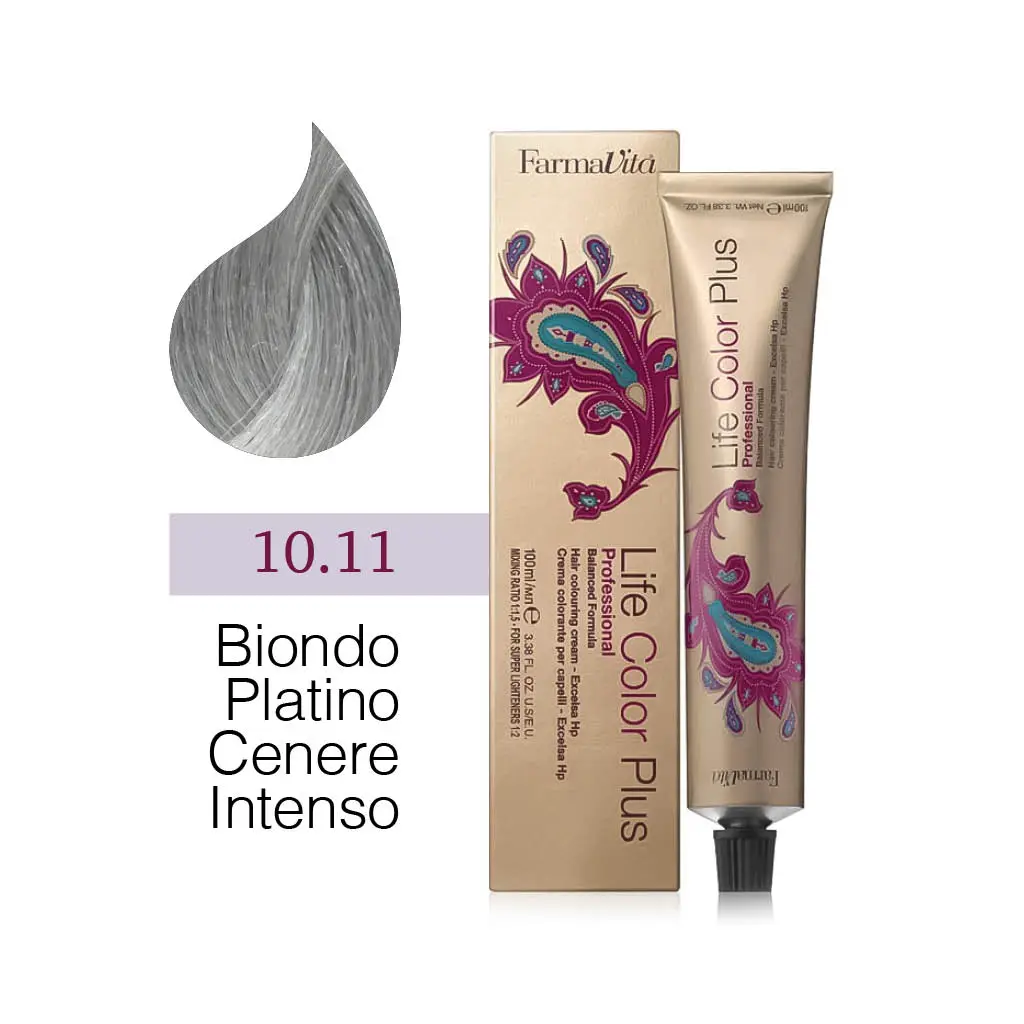 FarmaVita – Life Color Plus Professional – Crema Colorante per Capelli – 10.11 Biondo Platino Cenere Intenso – 100 ml