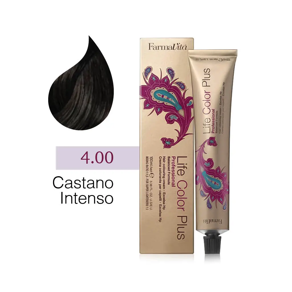 FarmaVita – Life Color Plus Professional – Crema Colorante per Capelli – 4.00 Castano Intenso – 100 ml