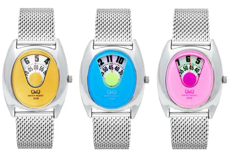 Orologio Uomo Donna Q&Q Solo Tempo In Acciaio Maglia Milano Raro Da Collezione
